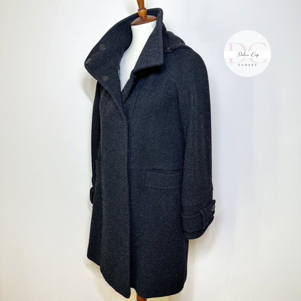 MASSIMO DUTTI Long Pea Coat Belled Sleeves Size 26 US - Picture 5 of 13